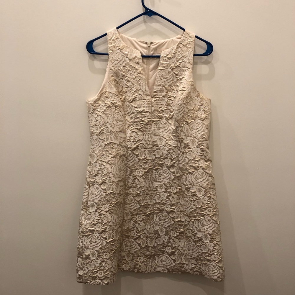 Aidan Mattox Cream and Gold Dress